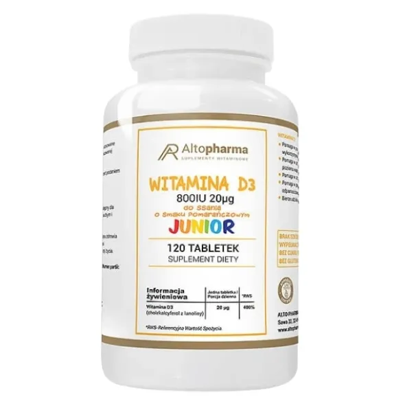 ALTO PHARMA Witamina D3 JUNIOR 800 IU 20 mg120 tabl.