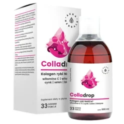 AURA HERBALS Colladrop - Kolagen Rybi w Płynie + Witamina C 500 ml