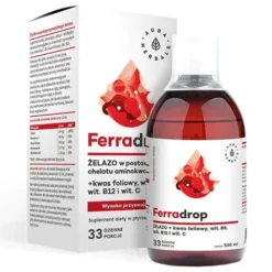 AURA HERBALS Ferradrop - Żelazo w Płynie + Kwas Foliowy 500 ml