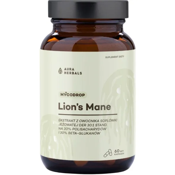 AURA HERBALS Mycodrop Lion's Mane 30:1 30% Beta-Glukan 60 kaps