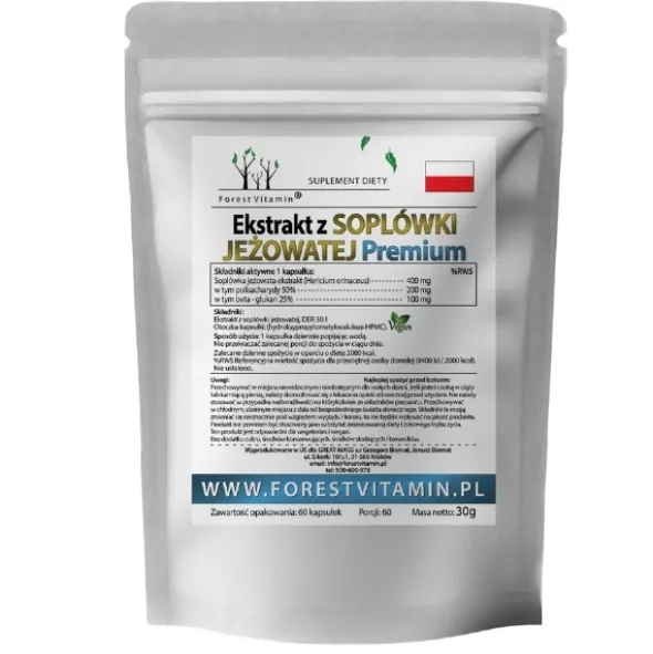 FOREST VITAMIN Soplówka Jeżowata Premium 400 mg 60 kaps