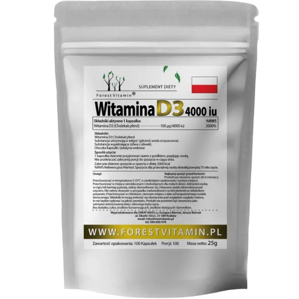 FOREST VITAMIN Witamina D3 4000iu 100 kaps