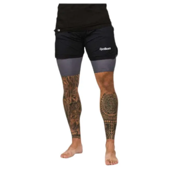 GYMBEAM Męskie Szorty 2in1 - Black Grey