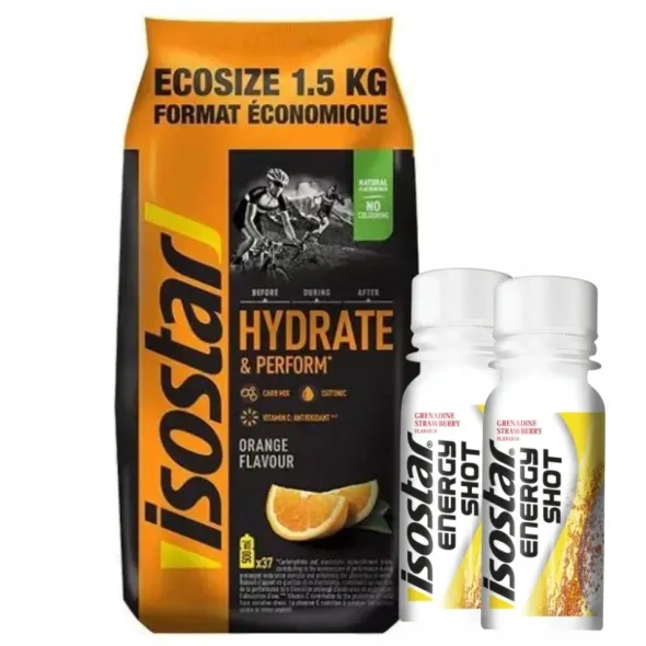 ISOSTAR Koncentrat 1500 g + 2x ISOSTAR Shot Energetyczny 60 ml
