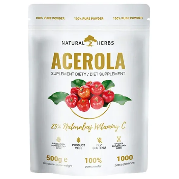NATURAL HERBS Acerola Naturalna Witamina C 100% 500 g
