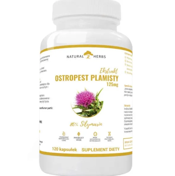 NATURAL HERBS Ostropest Plamisty Ekstrakt 125mg 120 kaps