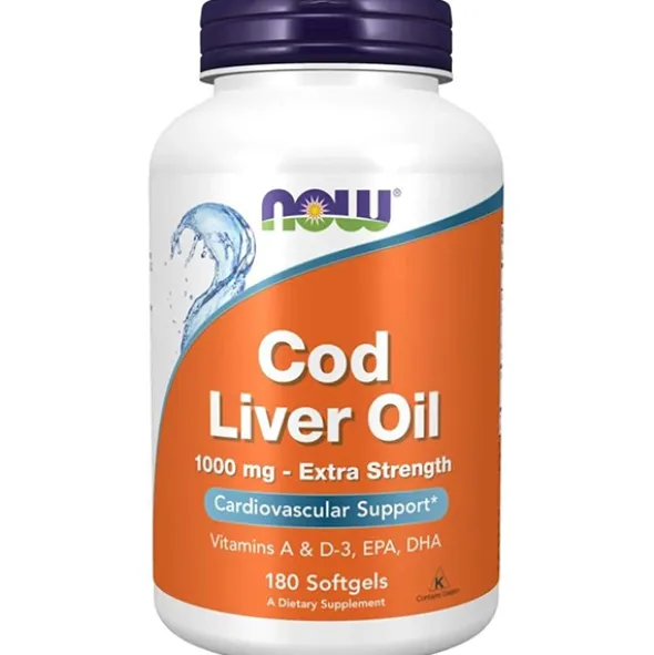 NOW FOODS Cod Liver Oil Extra Strength Tran 1000mg 180 kaps