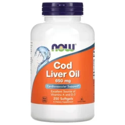 NOW FOODS Cod Liver Oil - Tran 650mg 250 kaps