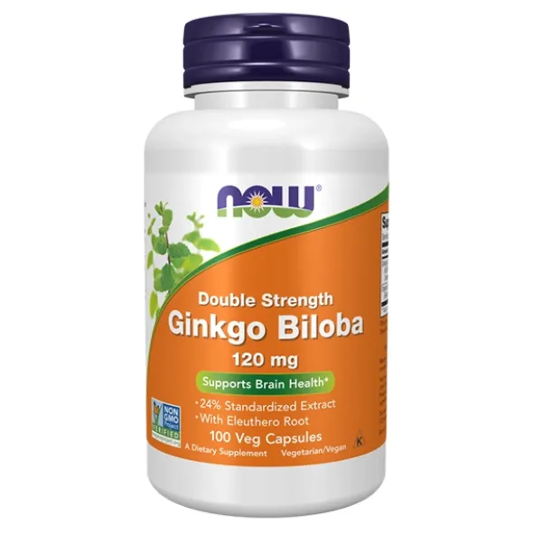 NOW FOODS Ginkgo Biloba standaryzowany ekstrakt 50:1 - Miłorząb Japoński 100 kaps