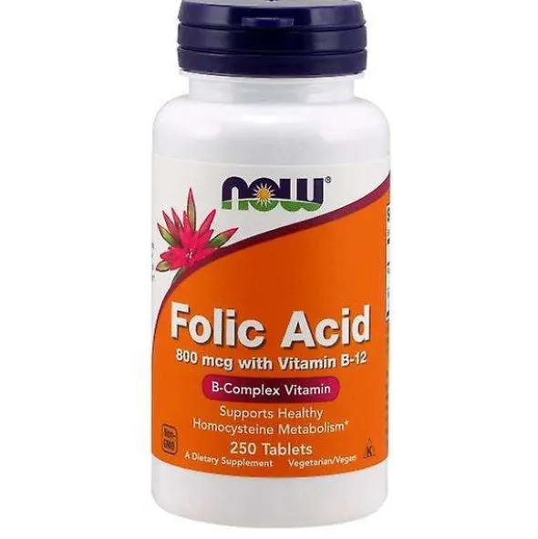 NOW FOODS Kwas Foliowy 800mcg + Witamina B12 25mcg 250 tabl