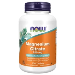 NOW FOODS Magnesium Citrate - Cytrynian Magnezu 200mg 100 tabl