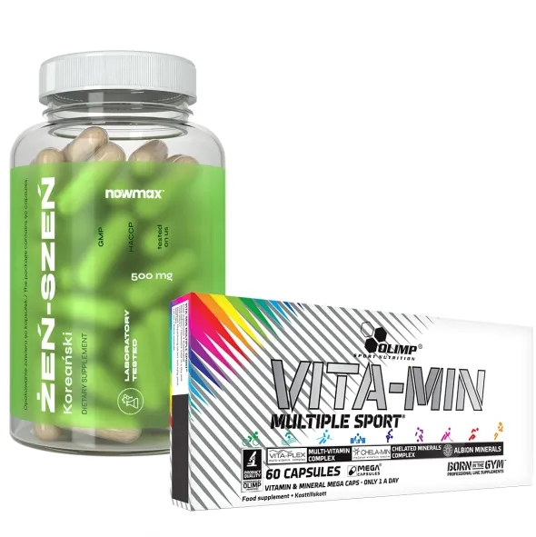 OLIMP Vita Min Multiple Sport 60 kaps + nowmax® Ginseng Żeń-Szeń Koreański 500mg 90 kaps
