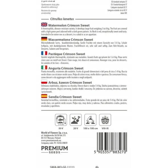 PREMIUM SEEDS Arbuz Crimson Sweet Nasiona 1 g