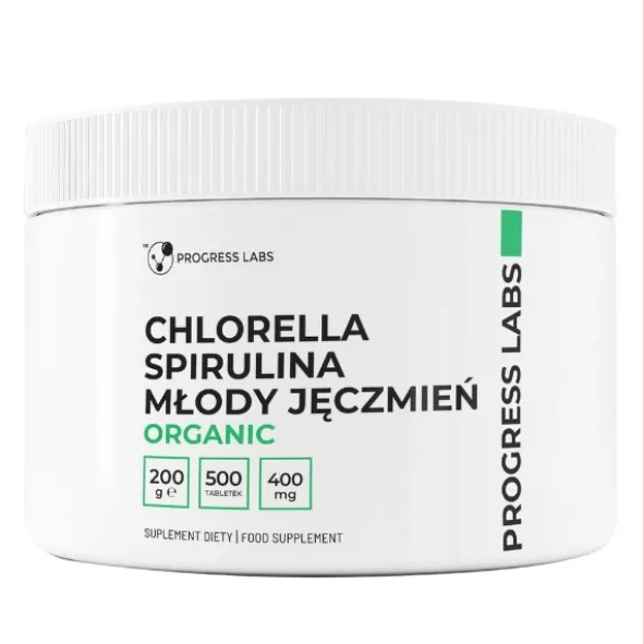 PROGRESS LABS Chlorella + Spirulina + Młody Jęczmień 500 kaps
