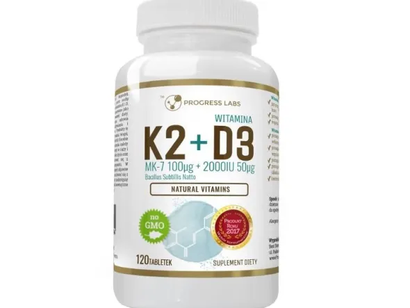 PROGRESS LABS Witamina K2 MK-7 100mcg + D3 50 mcg 2000IU 120 tab