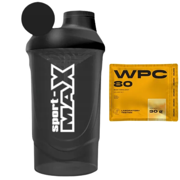 SPORT-MAX Shaker 600 ml + nowmax® WPC 80 Whey Protein Concentrate 30 g