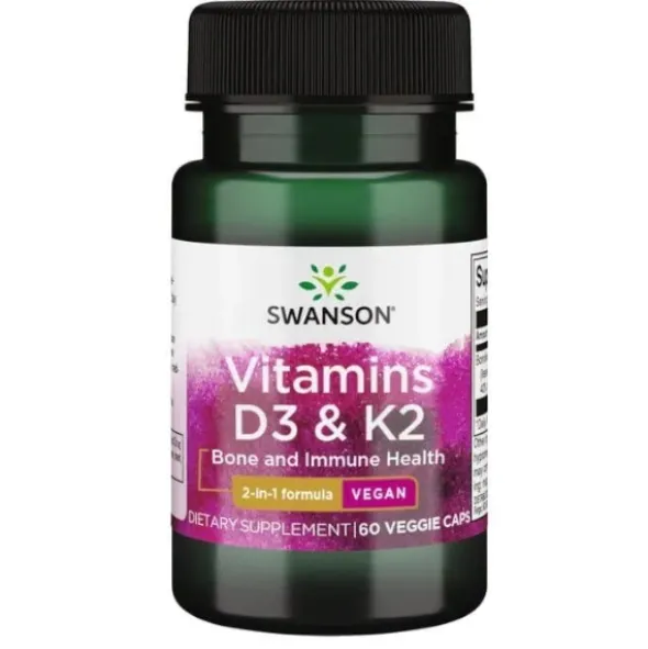 SWANSON Witamina D3 2000IU & K2 75mcg 60 caps