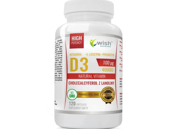 WISH Witamina D3 100mcg 4000IU + Prebiotyk 120 kaps